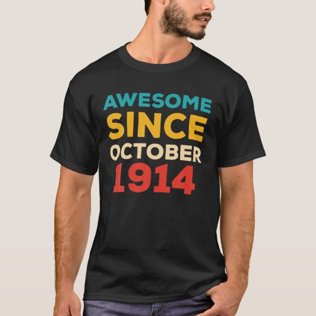 Camiseta Incrível Desde 1914 107º Aniversário Retro (Frente)