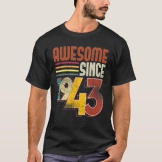 Camiseta Incrível Desde 1943, 80 Aniversário, Retro Vintage