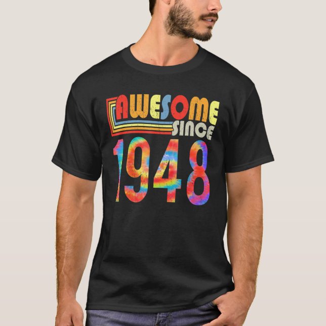 Camiseta Incrível desde 1948 75º Aniversário Retro Rainbow  (Frente)
