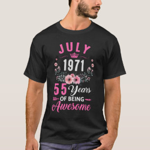 Camiseta Incrível Desde 1971 55 Anos de Idade Aniversário d