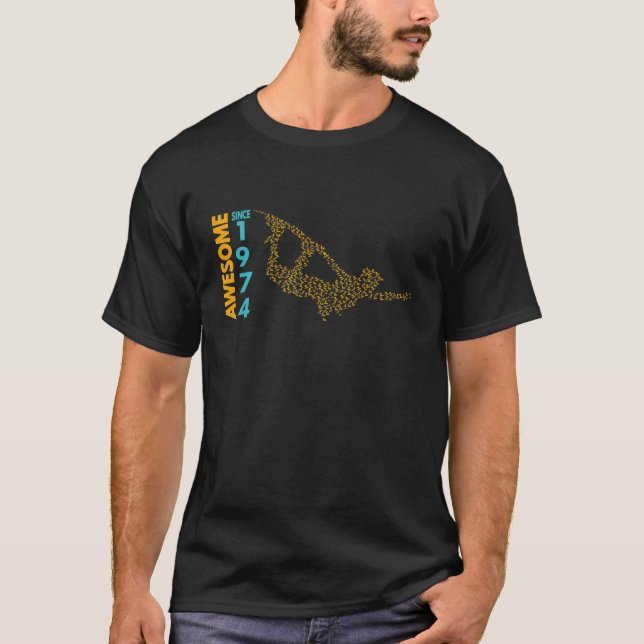 Camiseta Incrível Desde 1974. Estilo de vida do wakeboard (Frente)