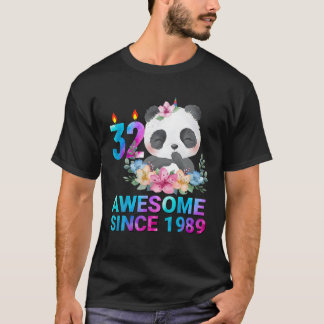 Camiseta Incrível Desde 1989, Cute Panda 32 Anos De Idade 3