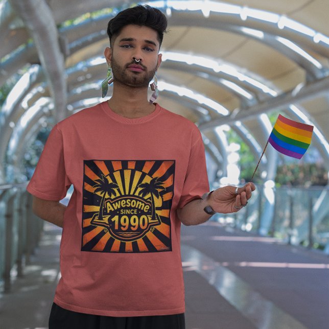 Camiseta Incrível Desde 1990 Retro Palms (Criador carregado)