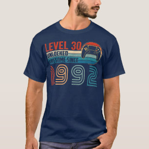Camiseta Incrível Desde 1992, Nível 30, jogador de vídeo B