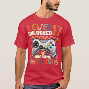Camiseta Incrível desde 2005 17º Aniversário Gamer Boy Teen
