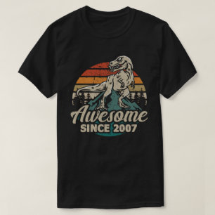 Camiseta Incrível desde 2007 Dinossauro 16 Ano 16 Aniversár