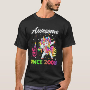 Camiseta Incrível Desde 2008 Dabbing Unicorn 13 Birthday G