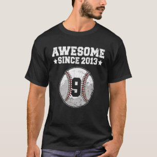 Camiseta Incrível Desde 2013 Baseball 9º Aniversário 9 Anos