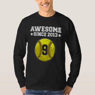 Camiseta Incrível Desde 2013 Softball 9º Aniversário 9 Anos