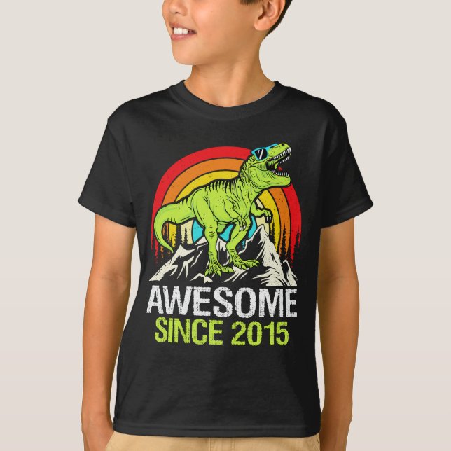 Camiseta Incrível desde 2015 Dinossauro 8 anos 8 anos 8 ano (Frente)