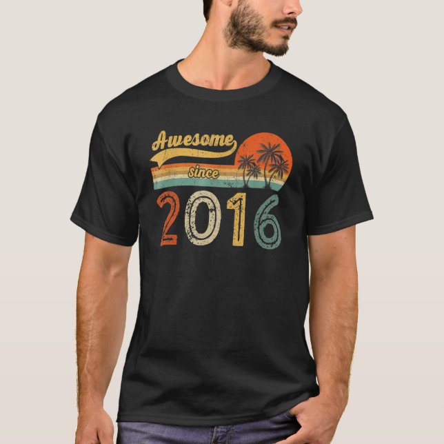 Camiseta Incrível Desde 2016, Retro 7 Anos Menino 7 (Frente)