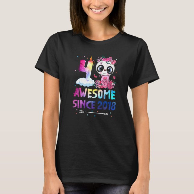 Camiseta Incrível desde 2018 4º aniversário 4 anos Panda U (Frente)