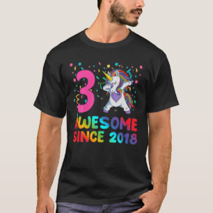 Camiseta Incrível Desde 2018 Dabbing Unicorn Com 3 Anos De