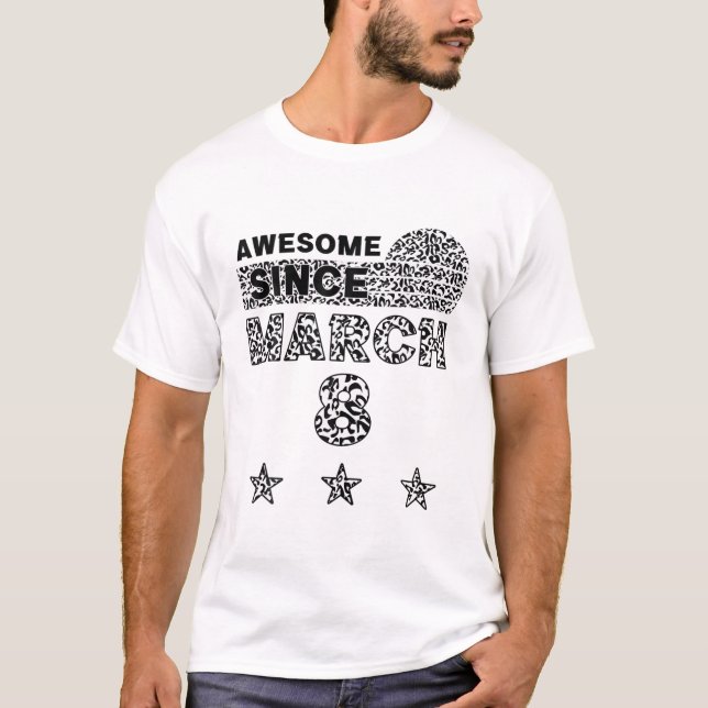 Camiseta Incrível Desde 8 de março Leopard 8 de março Anive (Frente)