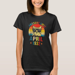 Camiseta Incrível Desde abril de 1932, 90 Birthday Cat