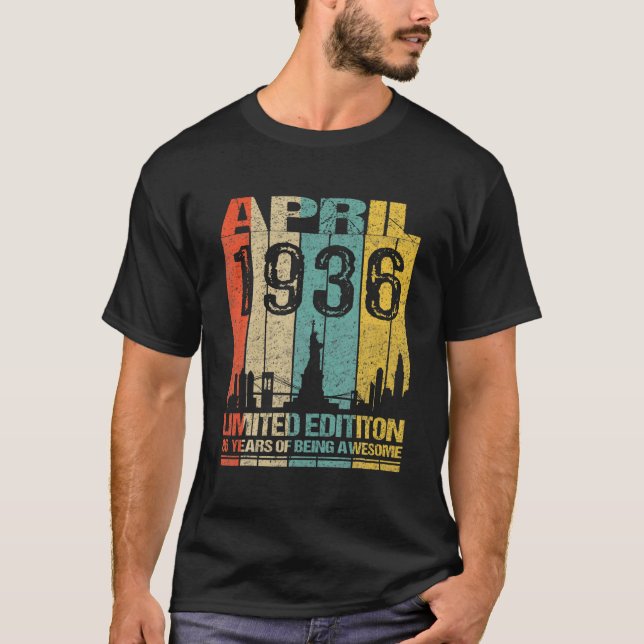 Camiseta Incrível Desde Abril De 1936, 86º Aniversário Da V (Frente)