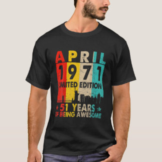 Camiseta Incrível Desde Abril De 1971 51Rua Birthday Vintag