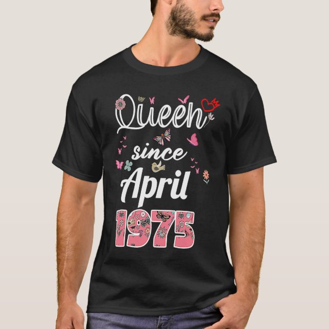Camiseta Incrível desde abril de 1975 flores 1975 abril Bir (Frente)