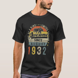 Camiseta Incrível Desde Agosto De 1932 90 Vintage Aniversár