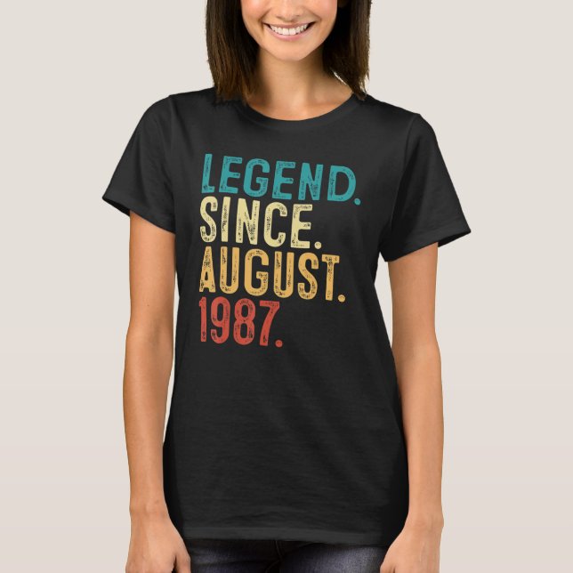 Camiseta Incrível Desde Agosto De 1987 35º Bday 35 Anos (Frente)