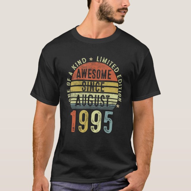 Camiseta Incrível Desde agosto de 1995 27 anos 27 anos Nasc (Frente)