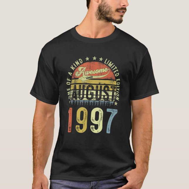 Camiseta Incrível Desde Agosto De 1997, Nascido Em 25 de 25 (Frente)