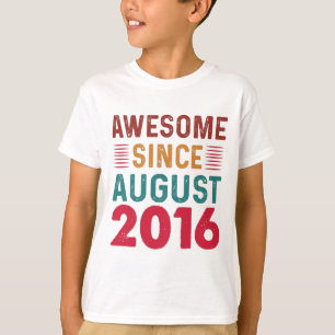 Camiseta Incrível Desde Agosto De 2016 Vintage Birthday