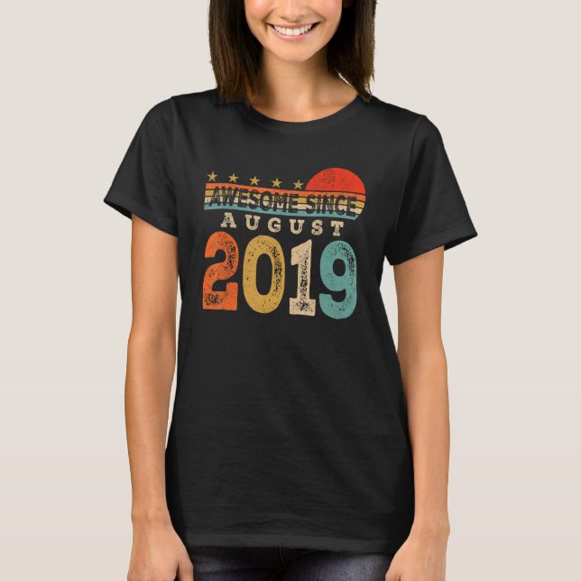 Camiseta Incrível Desde Agosto De 2019 4 Anos 4 Anos 4 Anos (Frente)