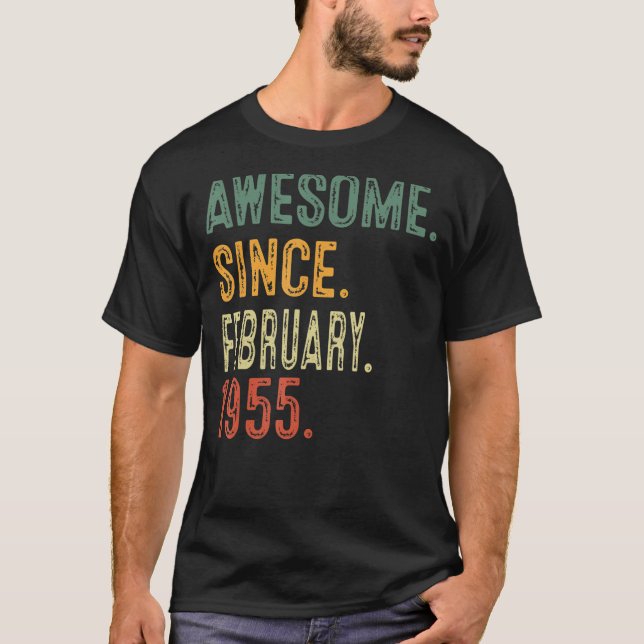 Camiseta Incrível desde fevereiro de 1955 68º aniversário P (Frente)