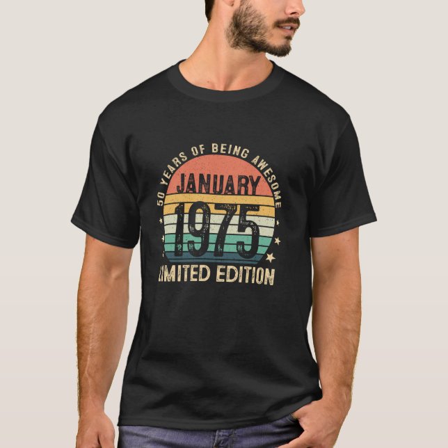 Camiseta Incrível desde Janeiro de 1975 50 anos 50 anos (Frente)