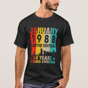 Camiseta Incrível Desde Janeiro De 1988 34º Aniversário Vin