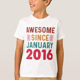 Camiseta Incrível Desde Janeiro De 2016 Vintage Birthday