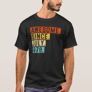 Camiseta Incrível desde julho de 1978 Vintage 44 Birthday