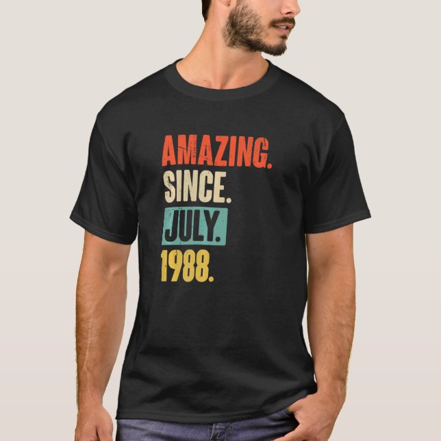 Camiseta Incrível desde julho de 1988 34 anos 34 anos (Frente)