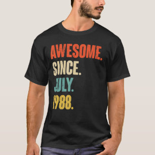 Camiseta Incrível Desde julho de 1988 34 anos, Dom 34° Bir