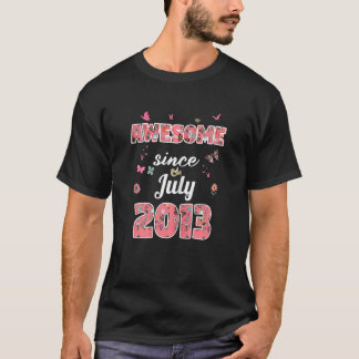 Camiseta Incrível Desde julho de 2013 Flores 2013 Julho Ani