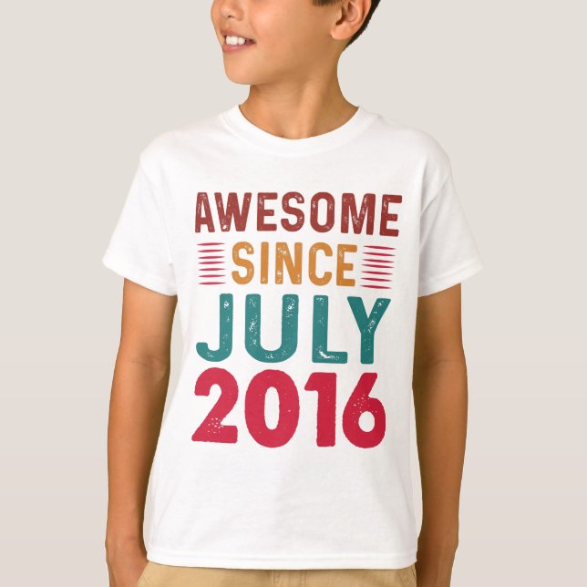 Camiseta Incrível desde julho de 2016 Vintage Birthday (Frente)