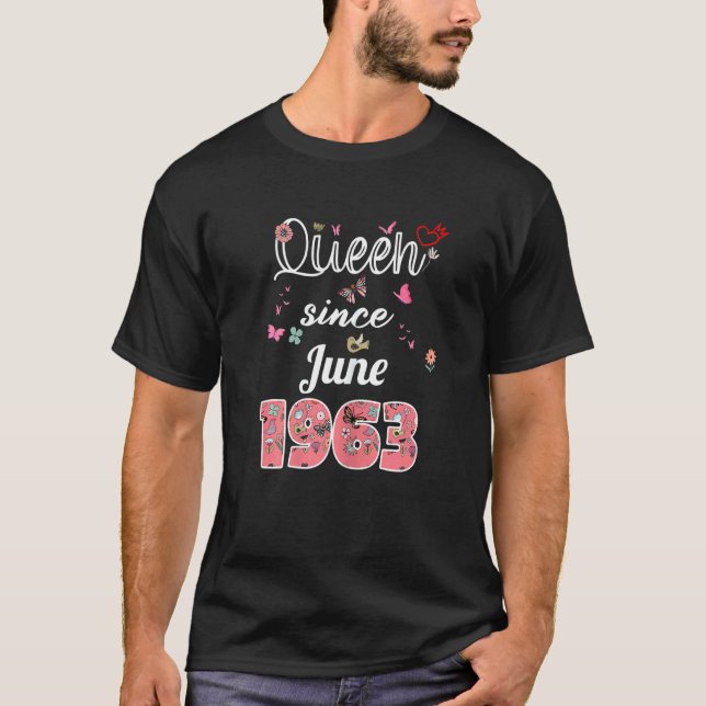 Camiseta Incrível Desde Junho De 1963 Flores 1963 Junho Ani (Frente)
