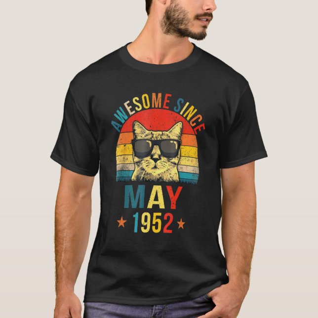 Camiseta Incrível Desde Maio De 1952, 70 Birthday Cat (Frente)