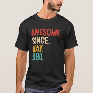 Camiseta Incrível Desde Maio De 1980 43º Aniversário Retro 