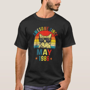 Camiseta Incrível Desde Maio de 1986 36º Aniversário Gato