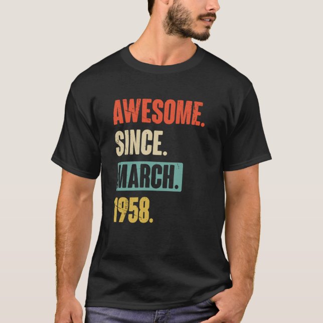 Camiseta Incrível desde março de 1958 Aniversário 65º Decor (Frente)
