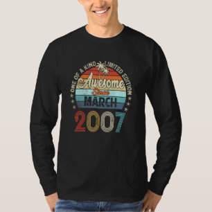 Camiseta Incrível Desde Março De 2007, Vintage 15 Birthday