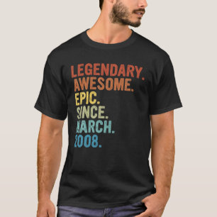 Camiseta Incrível Desde Março De 2008 15 Birthday Classic 1