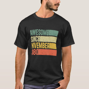 Camiseta Incrível Desde Novembro De 1980, 42 Anos, Presente