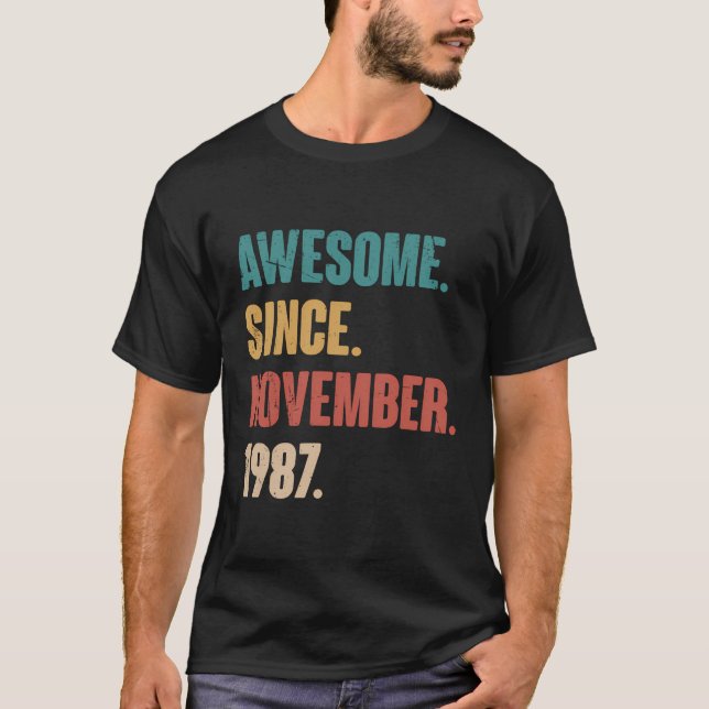 Camiseta Incrível Desde Novembro De 1987 Retro 36º Aniversá (Frente)