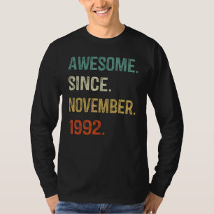 Camiseta Incrível Desde Novembro De 1992 aniversário de 30 
