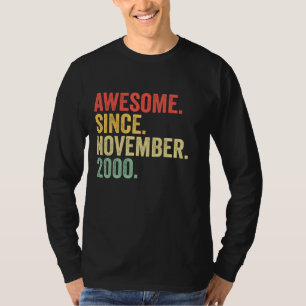 Camiseta Incrível Desde Novembro De 2000 22 Anos De Idade O