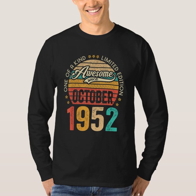 Camiseta Incrível Desde Outubro De 1952, 70 Anos De Nascime (Frente)