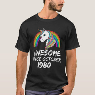 Camiseta Incrível desde outubro de 1980 Unicorn Rainbow par